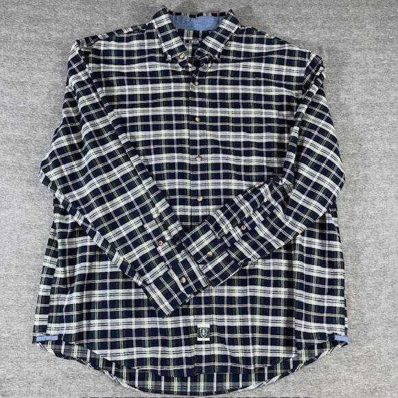Izod Heritage Tartan Shirt Men's XXL 2XL Cotton Button Preppy Plaid Long Sleeve - Picture 1 of 10